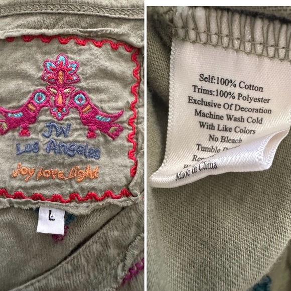 Johnny Was Olive Green Long Sleeve Floral Embroidery Button Cardigan Size Large - Picture 8 of 12